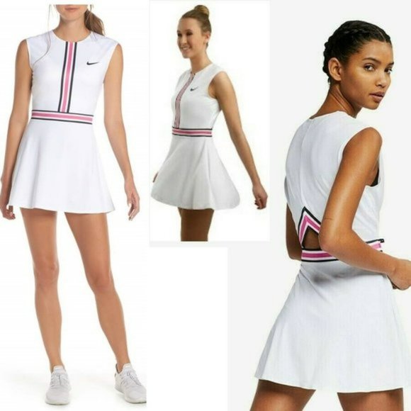 NWT Nike Active Tennis Dress L Large skirt Dri-FIT Court Dress White - Picture 1 of 13